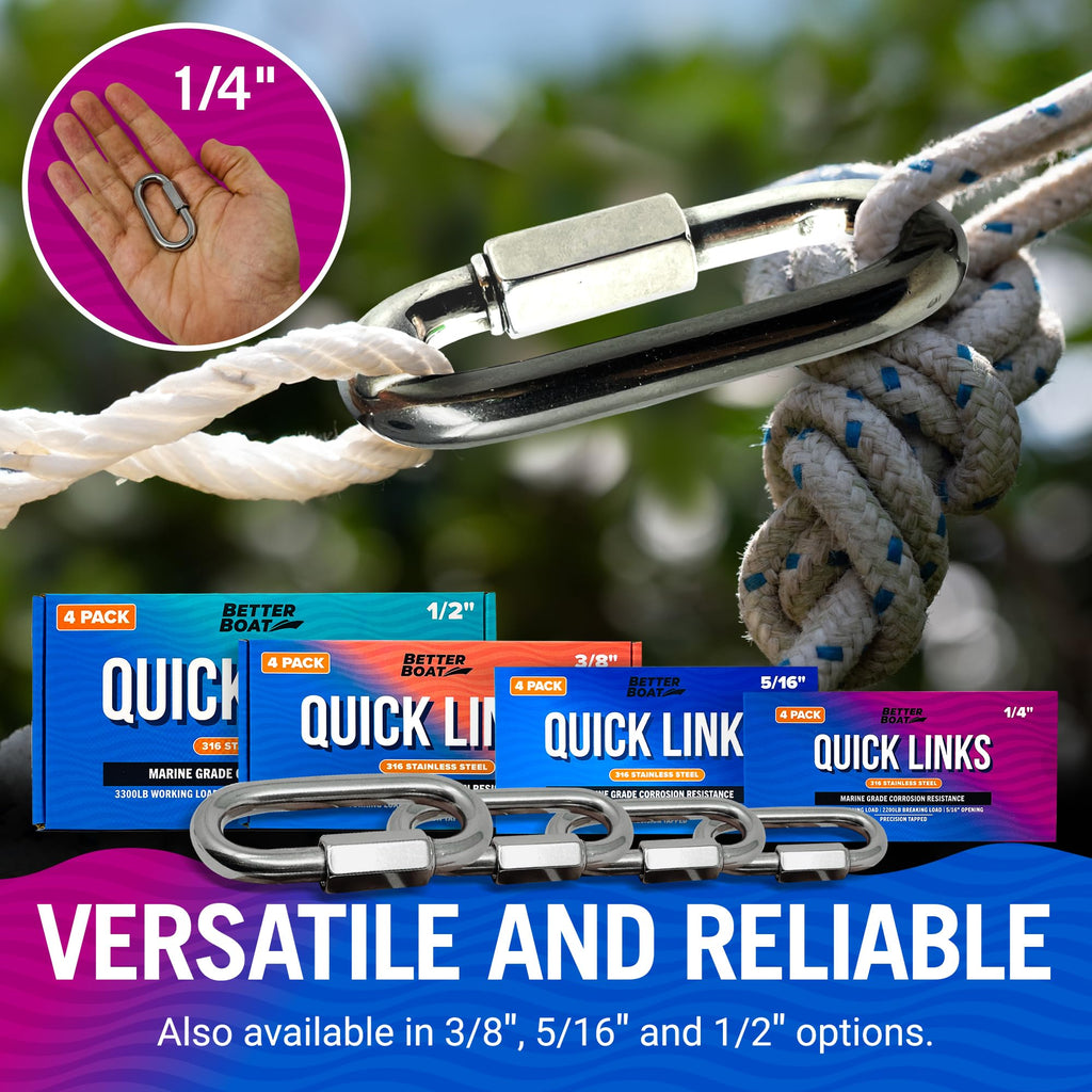 316 Stainless Steel Locking Chain Link, Threaded Quick Link Chain Connector
