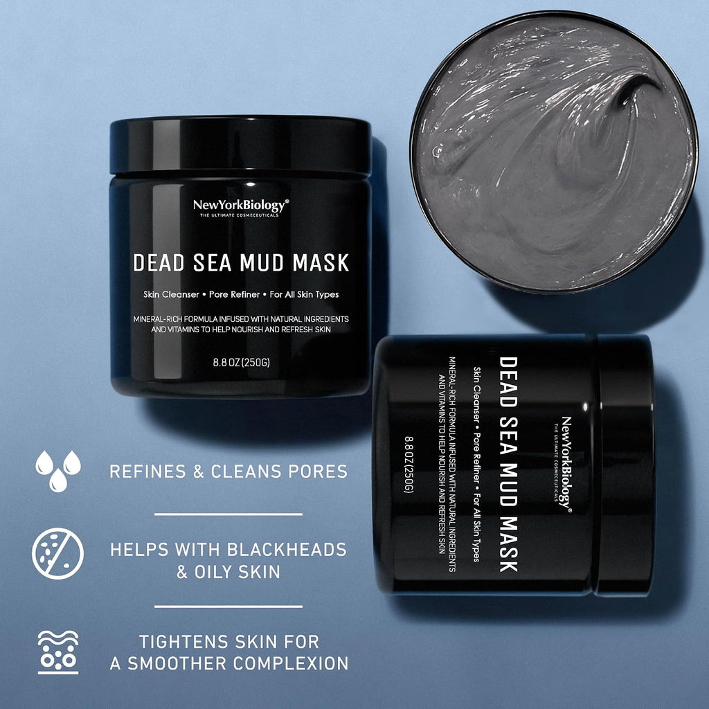 New York Biology Dead Sea Mud Mask for Face and Body | Spa Quality Pore Refiner for Oily Skin | Natural Skincare for