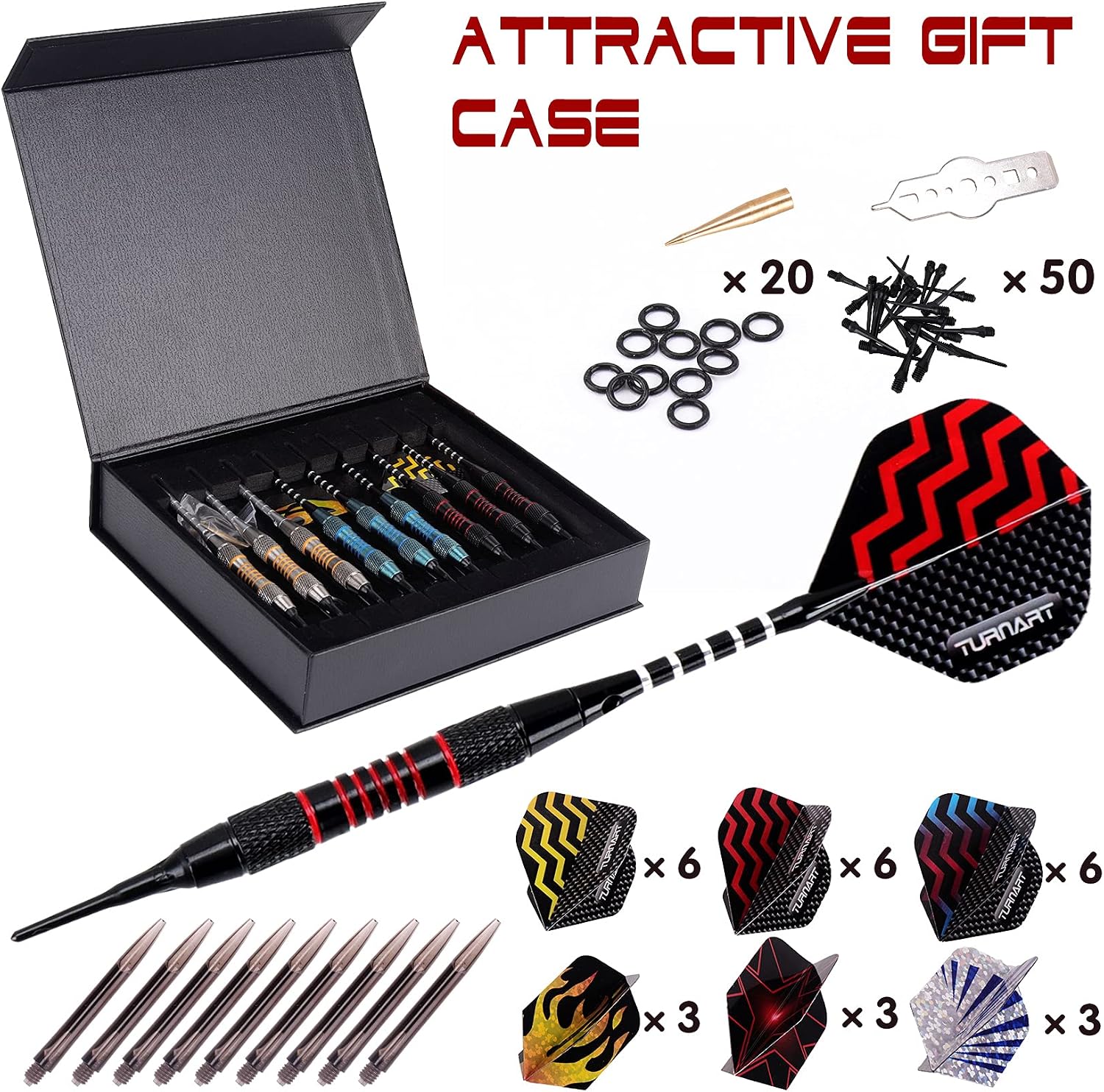 Darts Plastic Tip 9 Pcs 18 Grams Professional Soft Tip | Darts Set for Electronic Dartboard with 50 Extra Tips 9