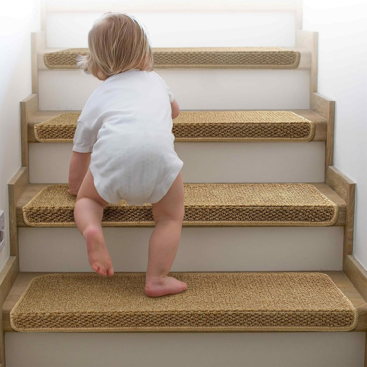 Bullnose Carpet Stair Treads, Stair Treads for Wooden Steps, 14pcs
