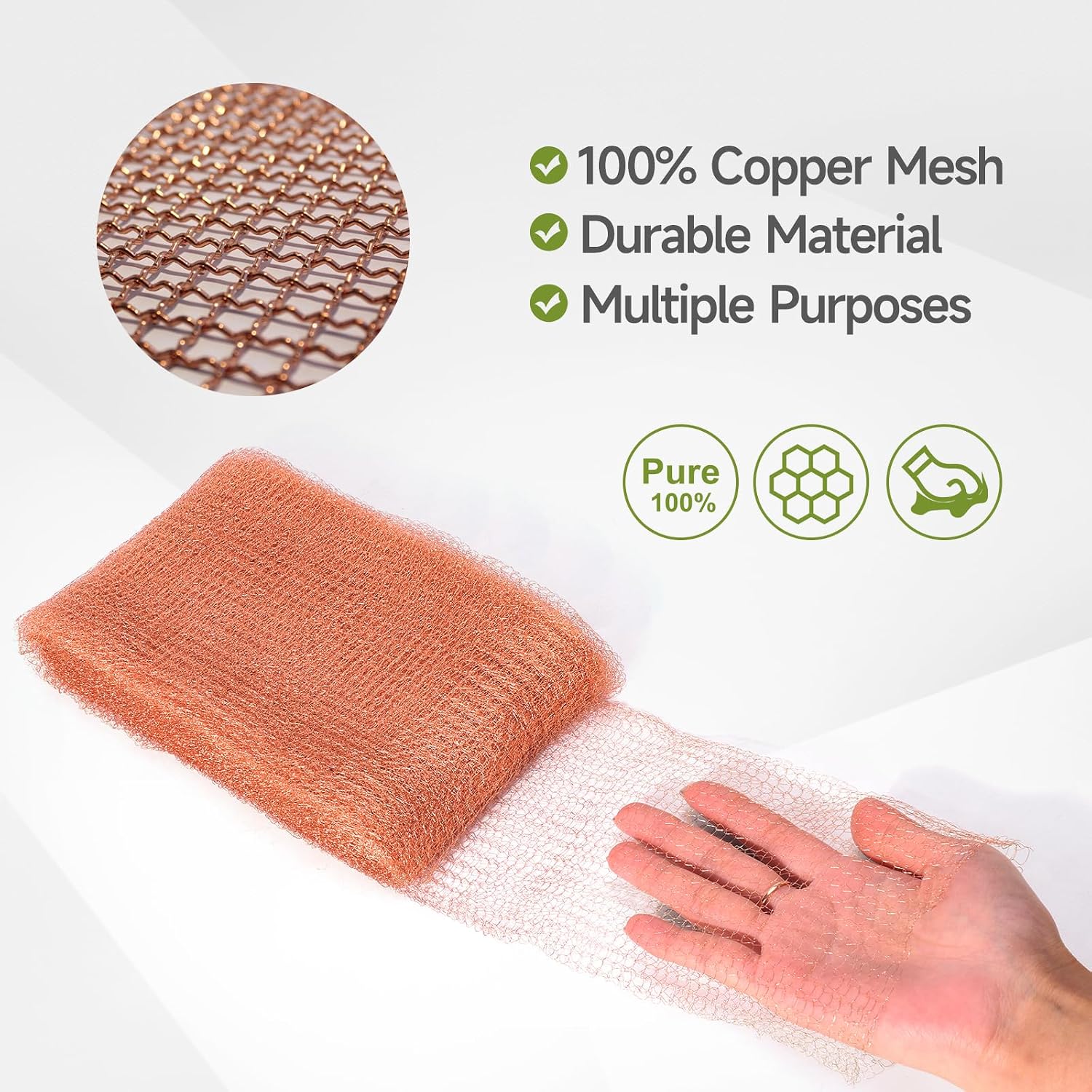 5th Gen Copper Mesh Rodent Control Set, 4in x 30ft Premium Pure Copper Wool | Rustproof Mesh Roll for Mice Slug Snail
