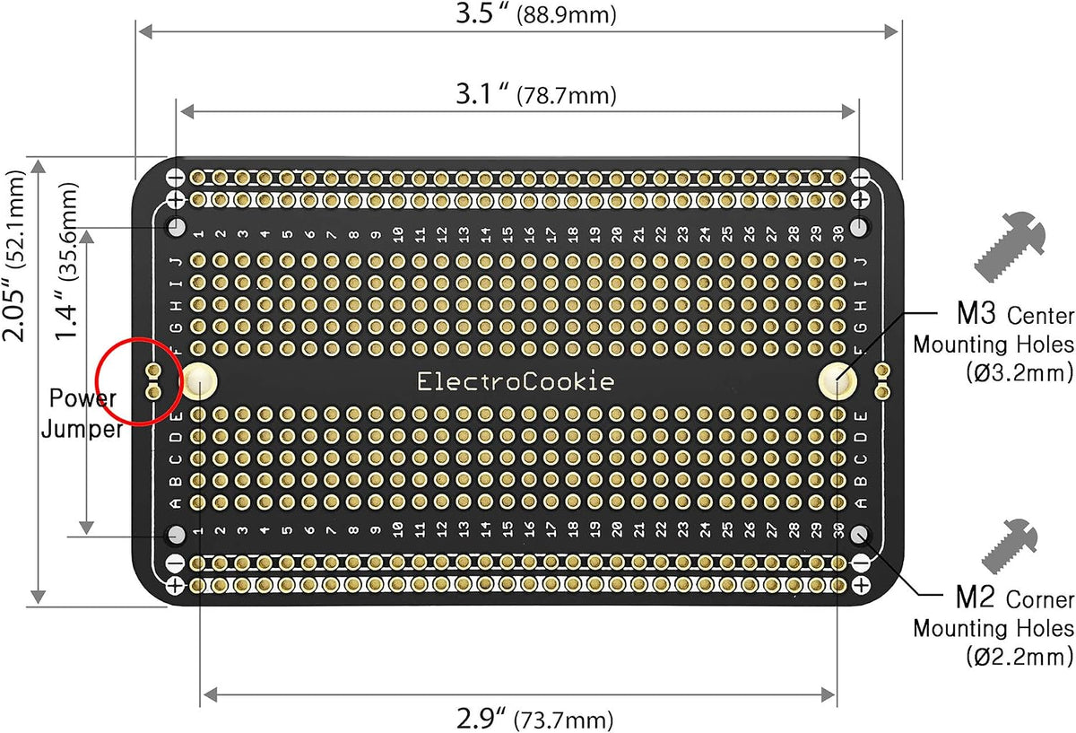 ElectroCookie Prototype PCB Solderable Breadboard for Electronics Projects Compatible for DIY Arduino Soldering Projects, Gold-Plated (5 Pack + 1 Mini Board, Matte Black)