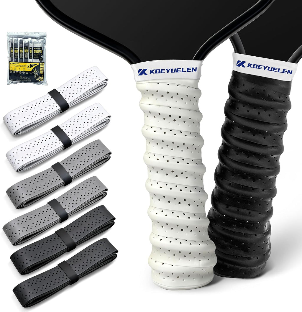 Ribbed Pickleball Overgrip Tape, Non-Slip Sweat-Wicking Racquet Grip for Pickleball/Tennis/Badminton