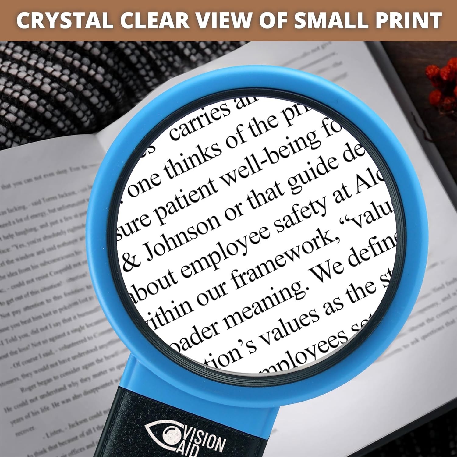 VisionAid 30X 10X Hands-Free Magnifying Glass with Stand, LED Lights, Loupe Handheld Illuminated Magnifier for Low