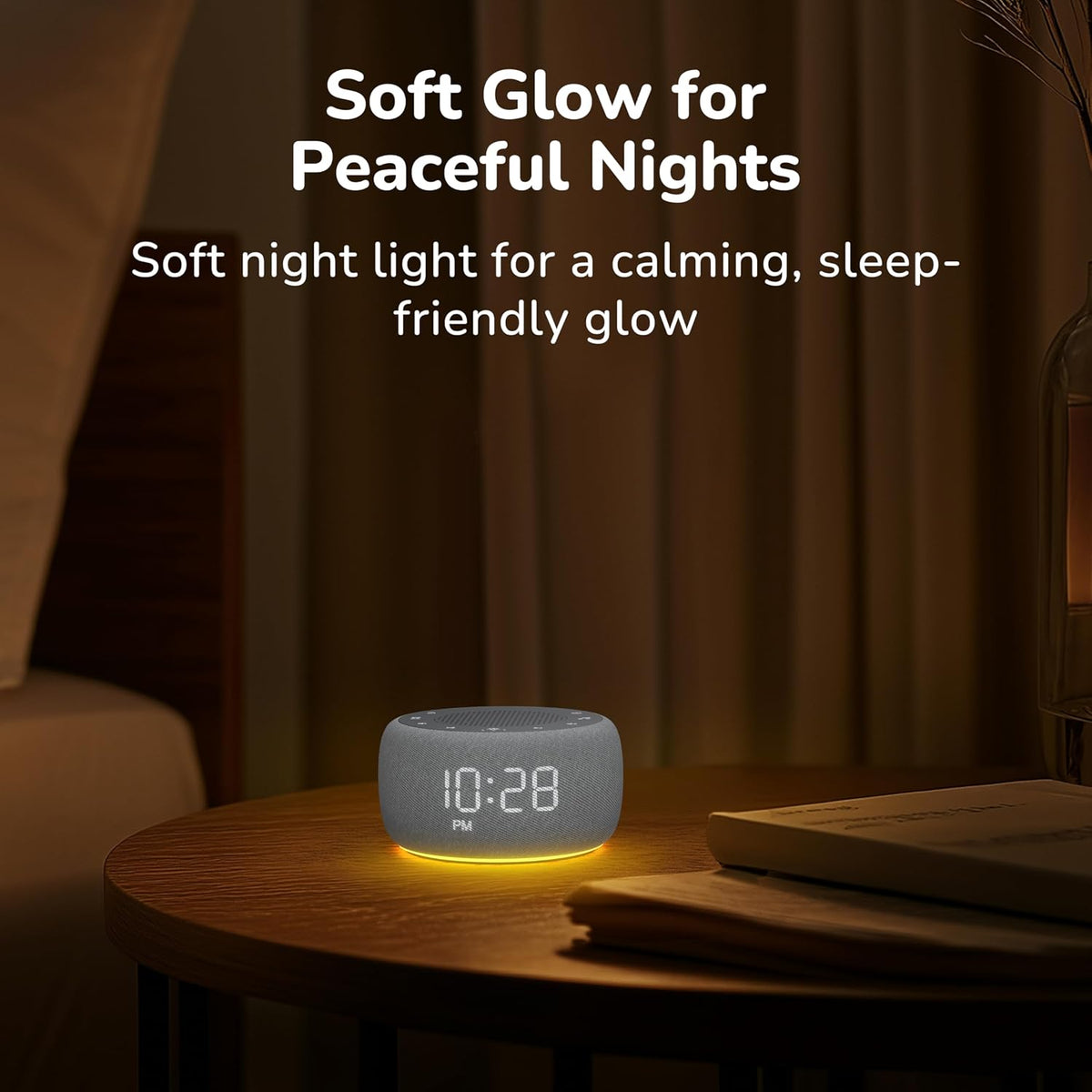 Alarm Clock with Sound Machine for Bedrooms – 2-in-1 White Noise Machine for Sleep, Gentle Wake-Up with Soft Alarm