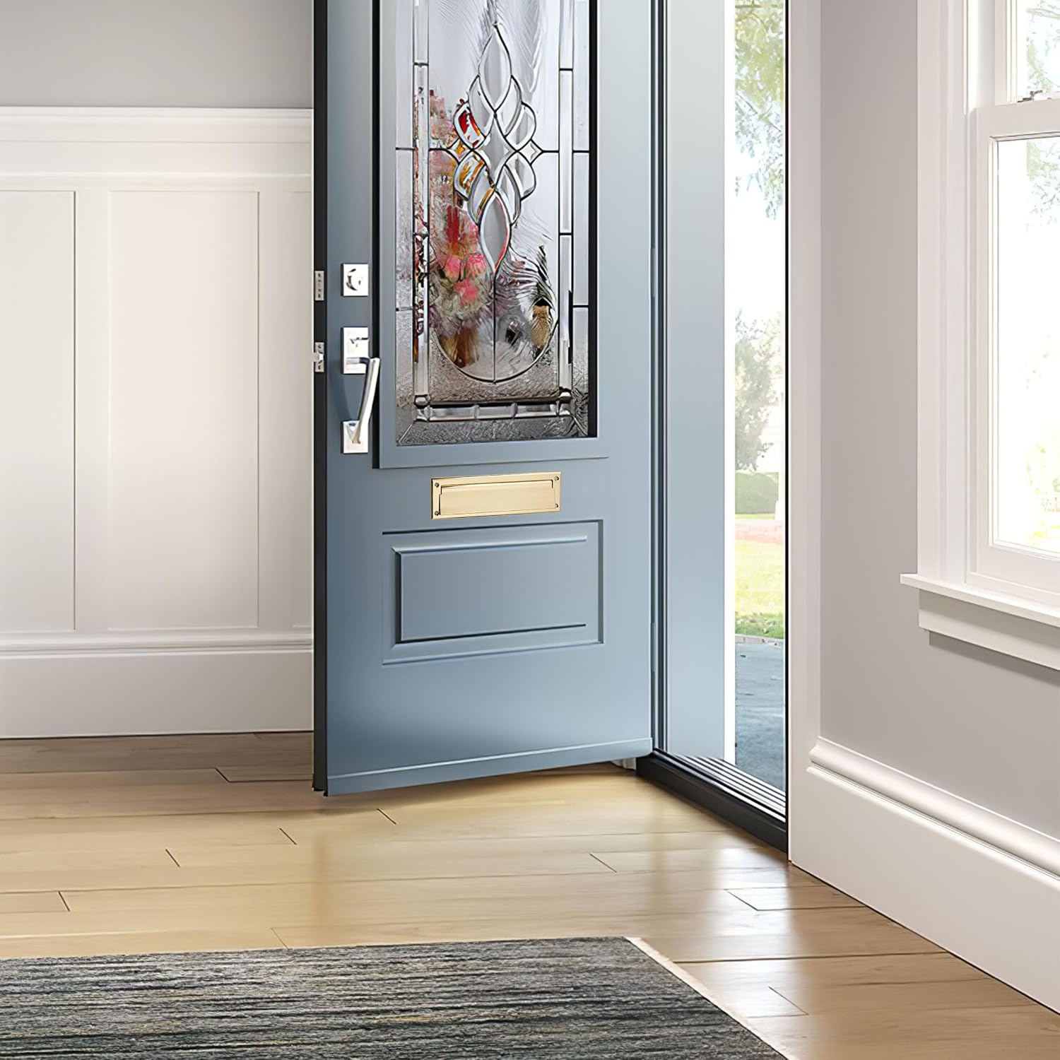Polished Brass 13 inch 1-Pack Solid Brass Mail Slot with Solid Brass Internal Frame is Well Made Door Mail Slots