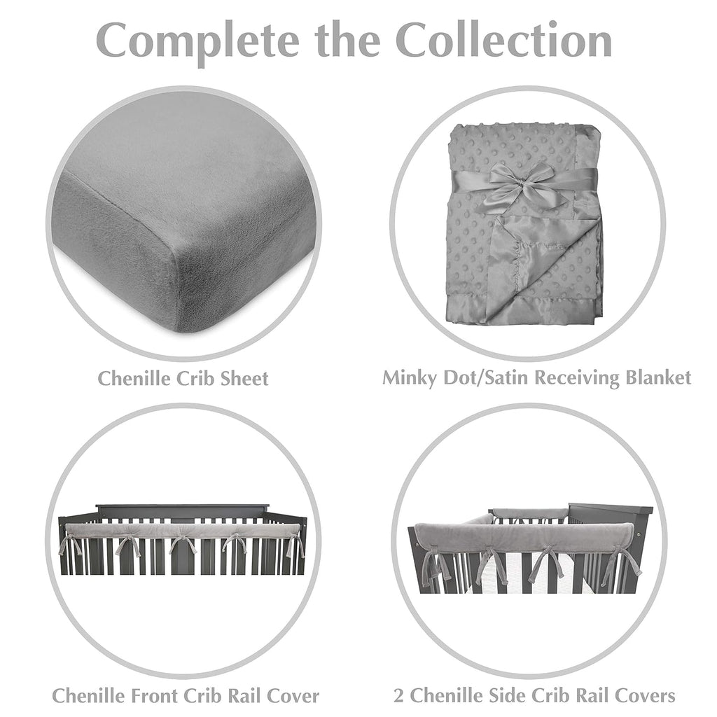 Heavenly Soft Chenille Fitted Crib Sheet 28" x 52", Warm and Cozy Neutral Chenille Sheet, Steel Gray