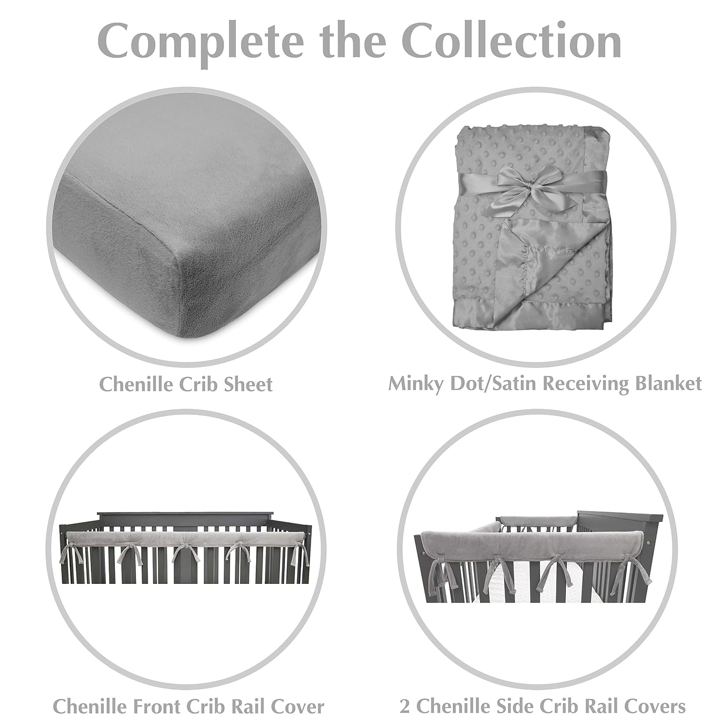 Heavenly Soft Chenille Fitted Crib Sheet 28" x 52", Warm and Cozy Neutral Chenille Sheet, Steel Gray