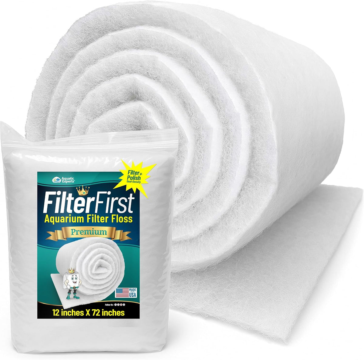 Aquarium Filter Floss for Fish Tank Filters - FilterFirst Aquarium Filter Pad - Media Roll for Crystal Clear Water