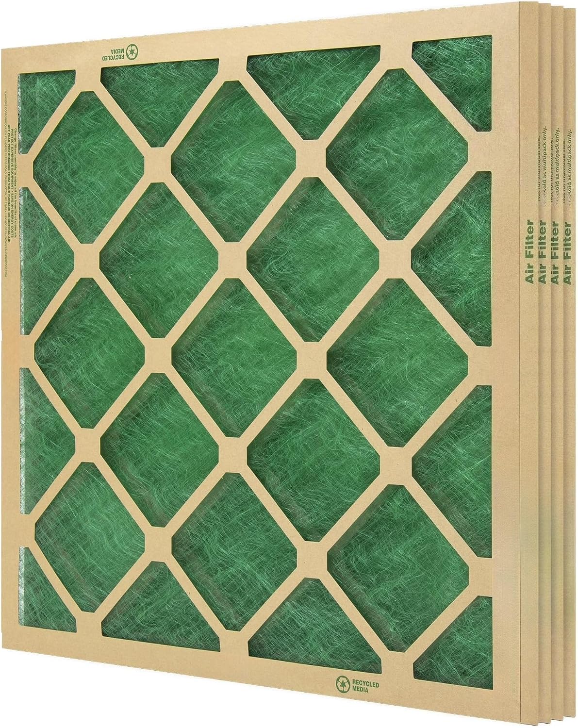20x25x1 MERV 1 Fiberglass Furnace Air Filter 4-Pack | Nested Continuous Spun Glass HVAC AC Filter, UL Class 2
