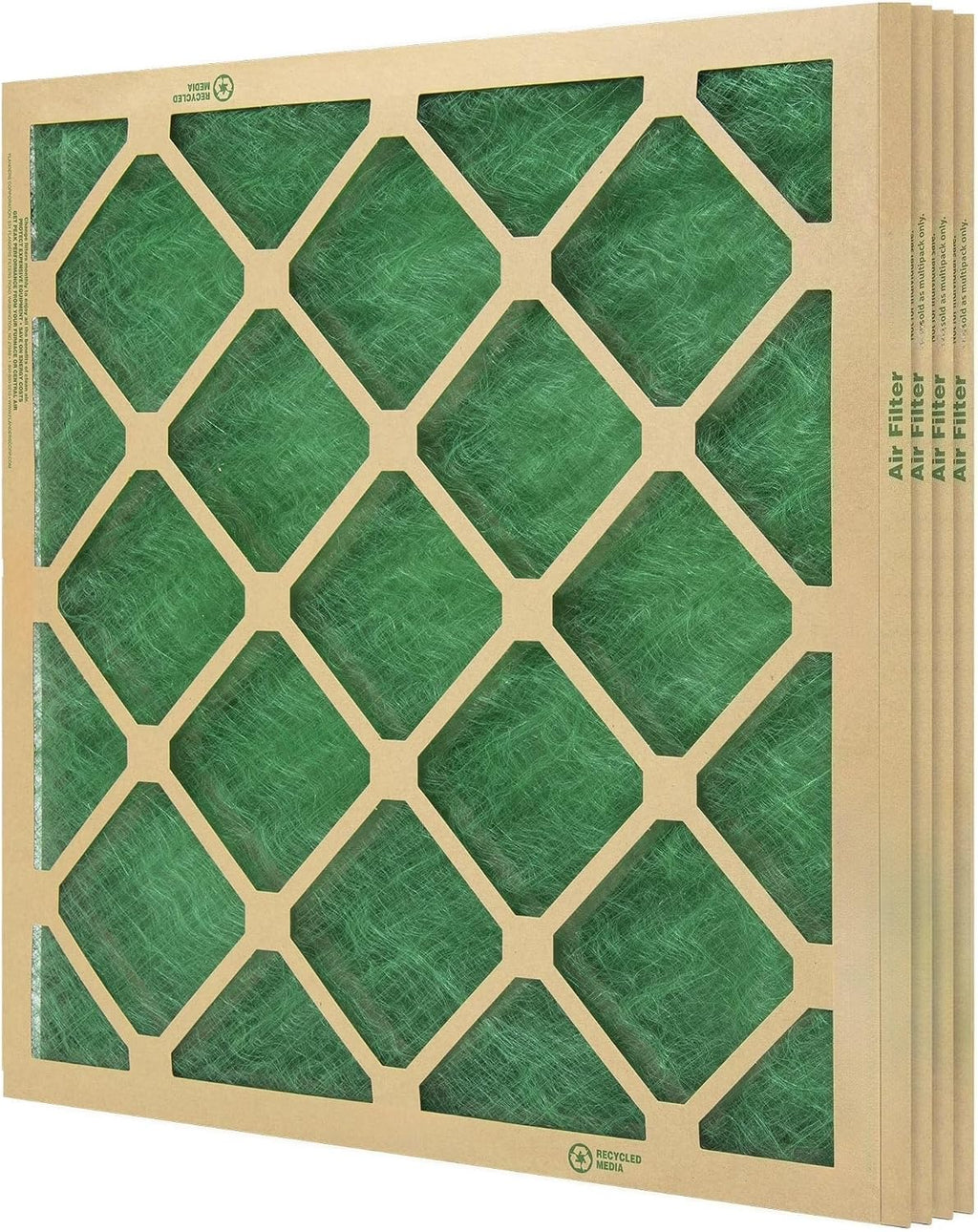 4-Pack 20x25x1 Fiberglass Air Filter MERV 1 for HVAC Furnace AC | UL Class 2 Nested Disposable Panel Filter, Low