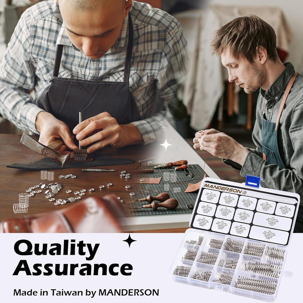 185 Pcs Compression Springs Assortment Kit, 13 Different Sizes, Stainless Steel Springs, Mechanical Springs