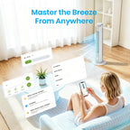 Tower Fan for Bedroom, 23dB, 90°oscillating, Smart Control, White