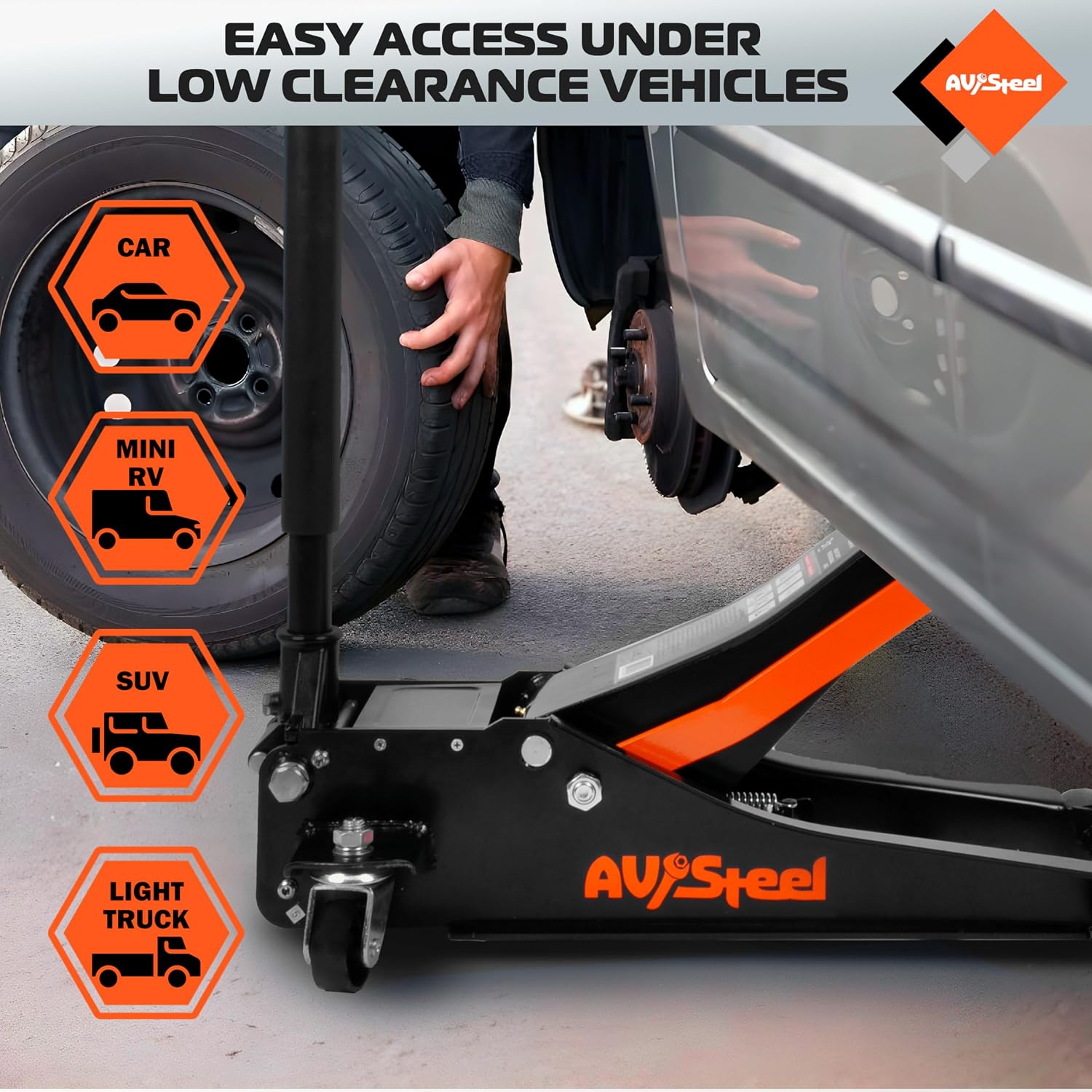 Low Profile Floor Jack 3 Ton (6600 lbs), Heavy Duty Hydraulic Jack for Car, Heavy-Duty Floor Jack with Dual Pistons