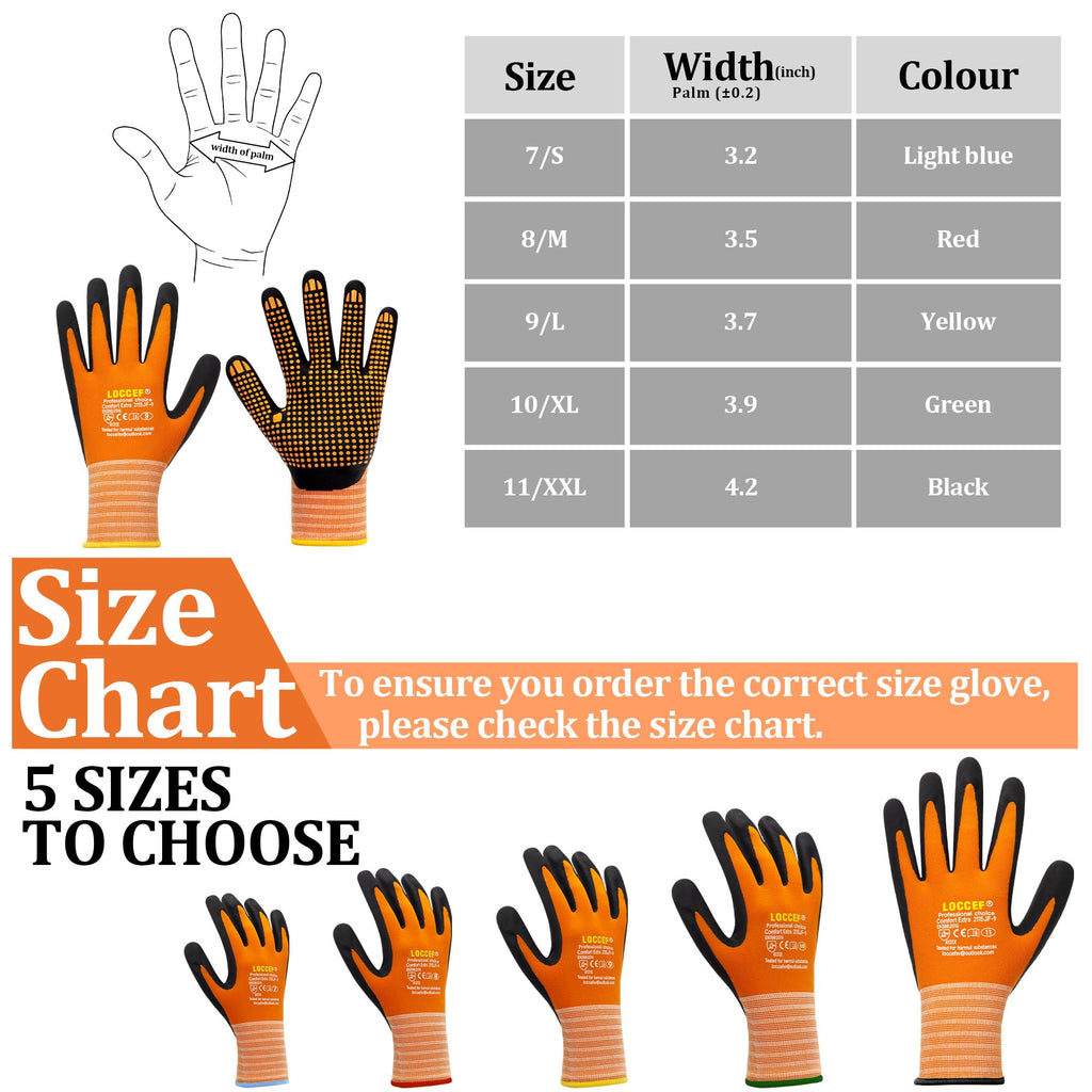 6 Pairs MicroFoam Nitrile Work Gloves, Orange Grip Dots (6/XS)