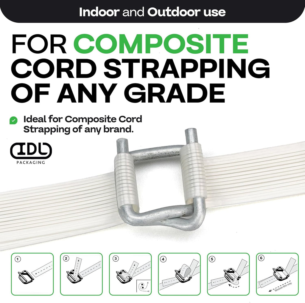 Cord Strapping Buckles 1-1/4", 25-Pack - for Composite Cord Strap, USA-Made