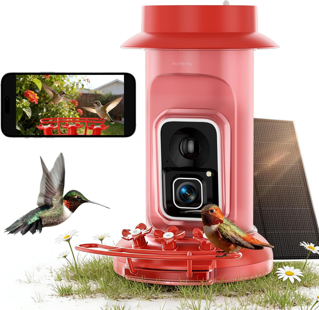 4K Hummingbird Feeder with Camera,No Subscription,Solar Powered