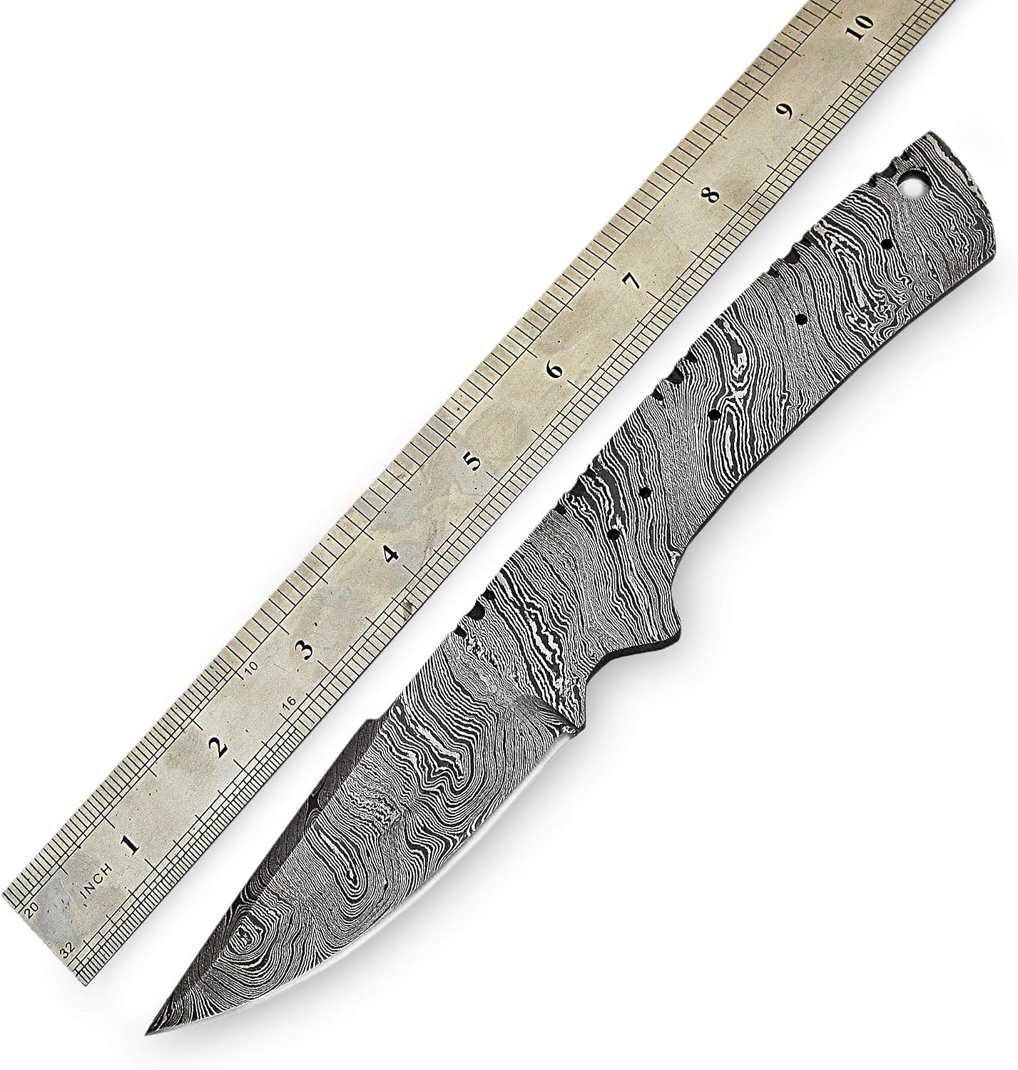 ColdLand 9.50" Hand Forged Damascus Steel Knife Blank Blade Kit for Knife Making Supplies with Rose Wood Handle