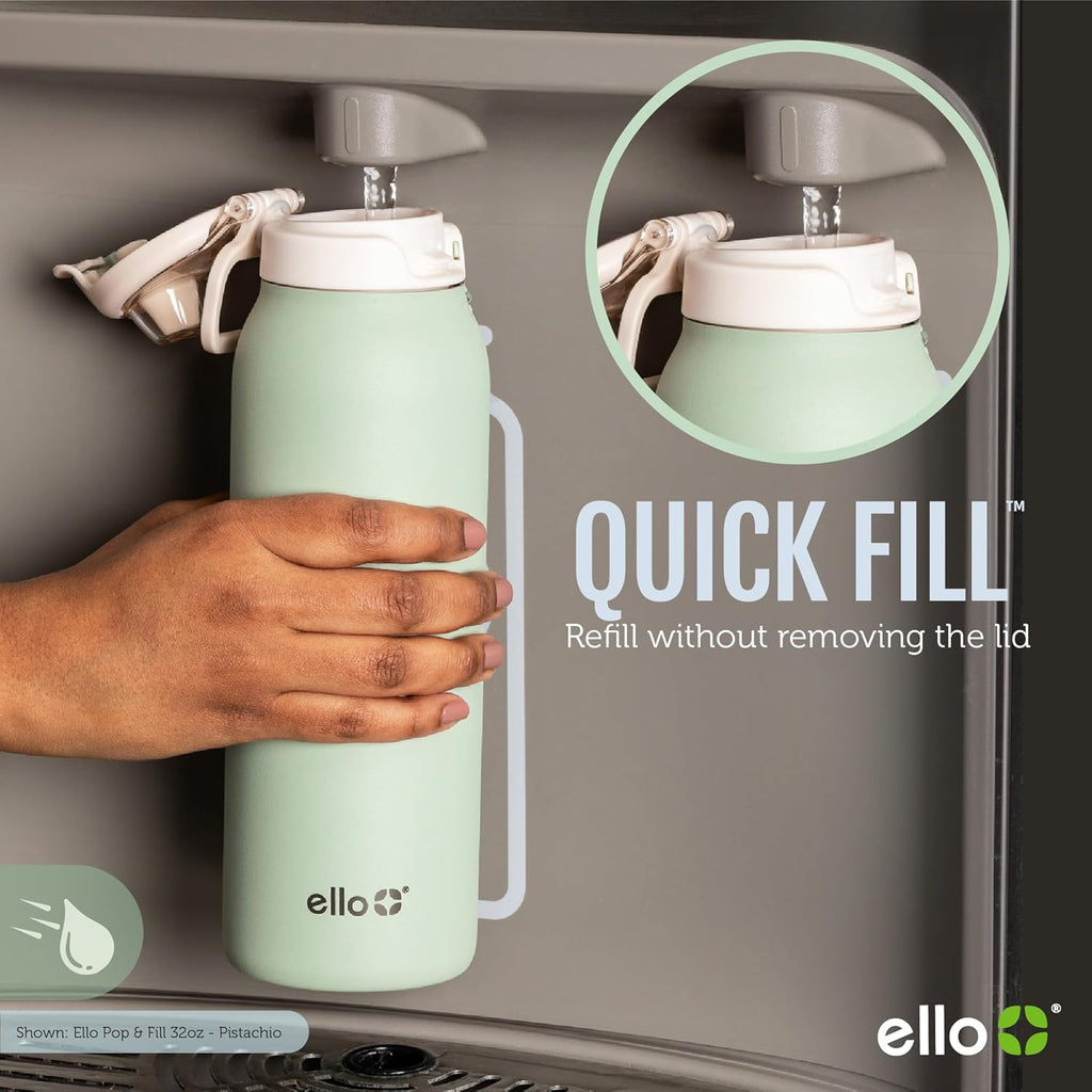 Pop & Fill Insulated Stainless Steel Water Bottle with Quick Fill Lid, Leakproof Locking, Sip or Chug Spout
