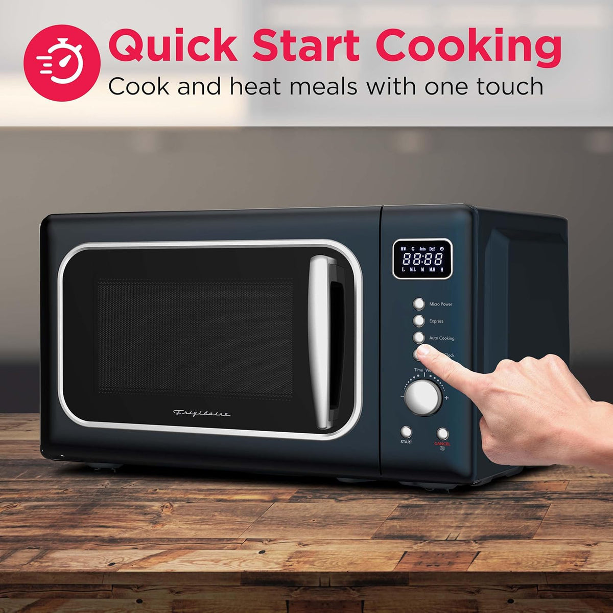 0.7 Cu. Ft. Retro Countertop Microwave Oven, 700W Compact Microwave with 8 Auto Cook Menus, Auto Defrost, 5 Power