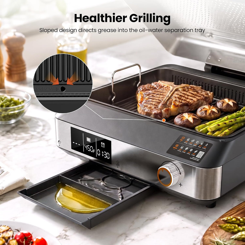 Smokeless Indoor Grill & Electric Griddle, 2-in-1 Countertop Grill