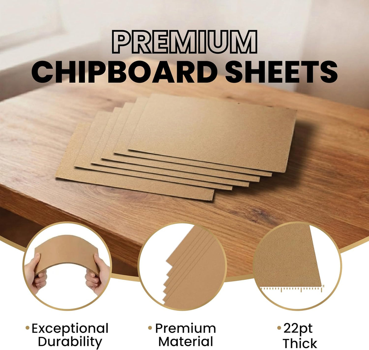 Chipboard Sheets 8.5 x 11 Inch 22pt Thick Chipboard Sheets Kraft Board Cardboard Sheets for Packaging Inserts