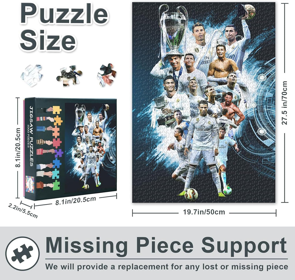 1000 Piece Cristiano Ronaldo Jigsaw Puzzle Soccer Legend Iconic Celebration, CR7 Wall Art Collector's Premium Edition