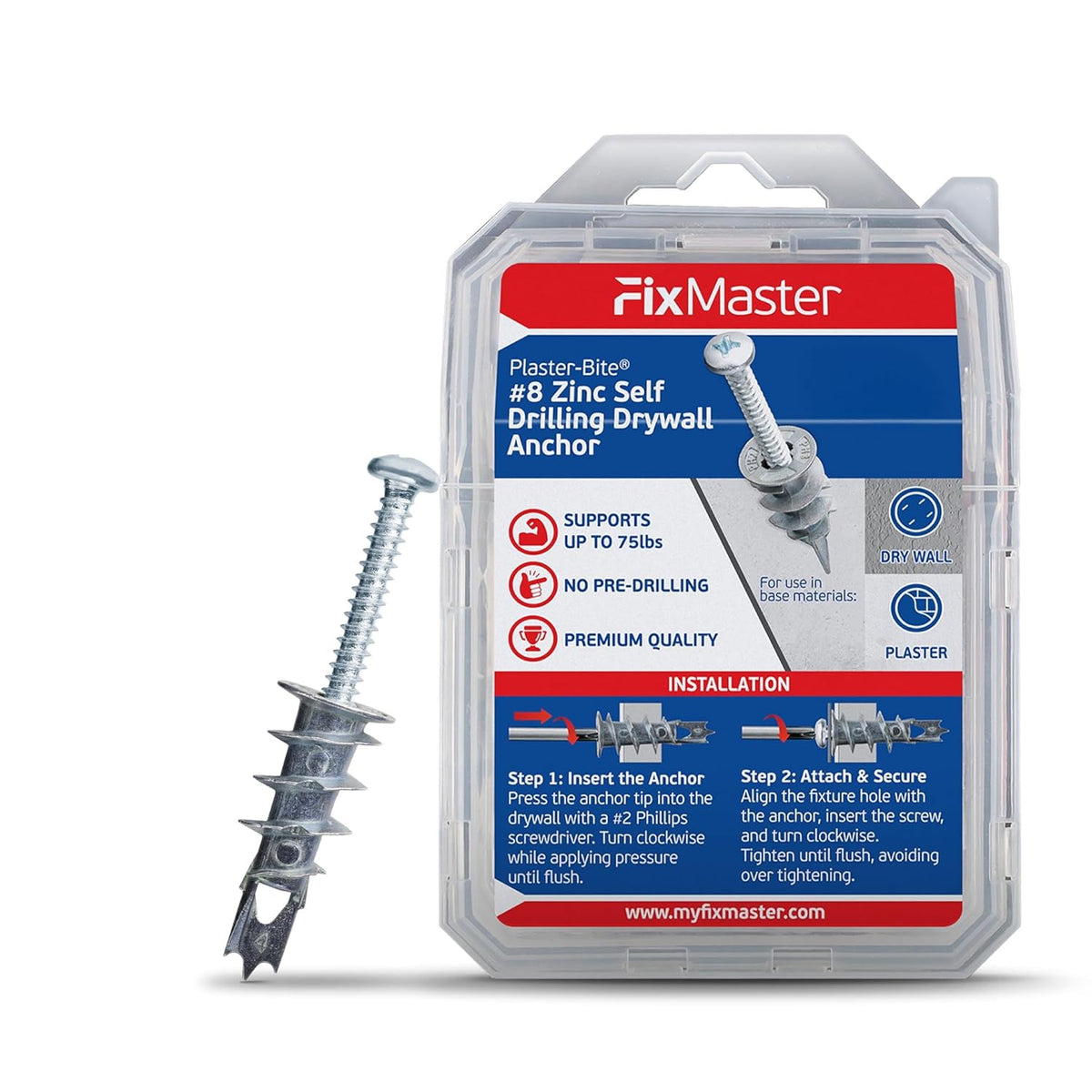 Self-Drilling Drywall Anchors Metal with Screws (50 Anchors & 50 Screws) – Heavy Duty Zinc Plaster & Hollow Wall