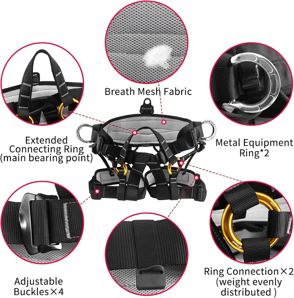 Climbing Harness, Mountaineering Rock Climbing Harness, Half Body Harness for Rappelling Fire Rescuing Tree Climbing