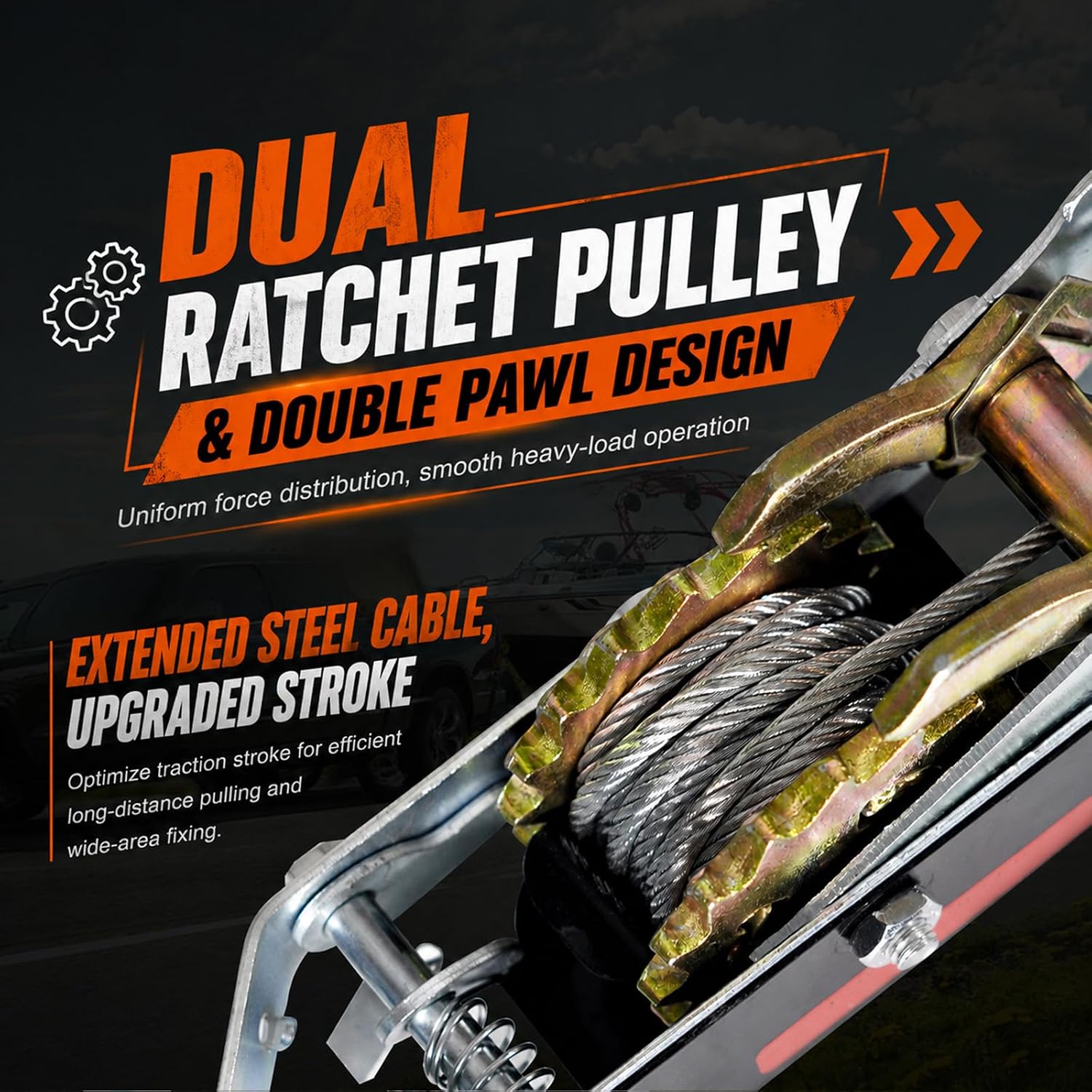 4 Ton Come Along Winch, 13ft Galvanized Steel Cable Power Puller, Dual Ratchet Pulley & Double Lock Claw, Manual