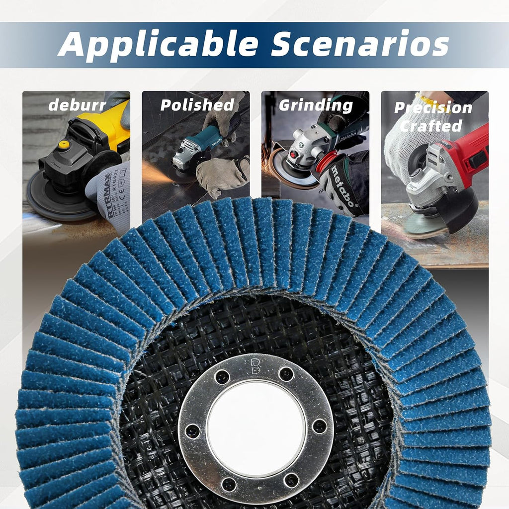 Zirconia Flap Discs 40 Grit, 4.5" x 7/8", 10 Pack Type 29