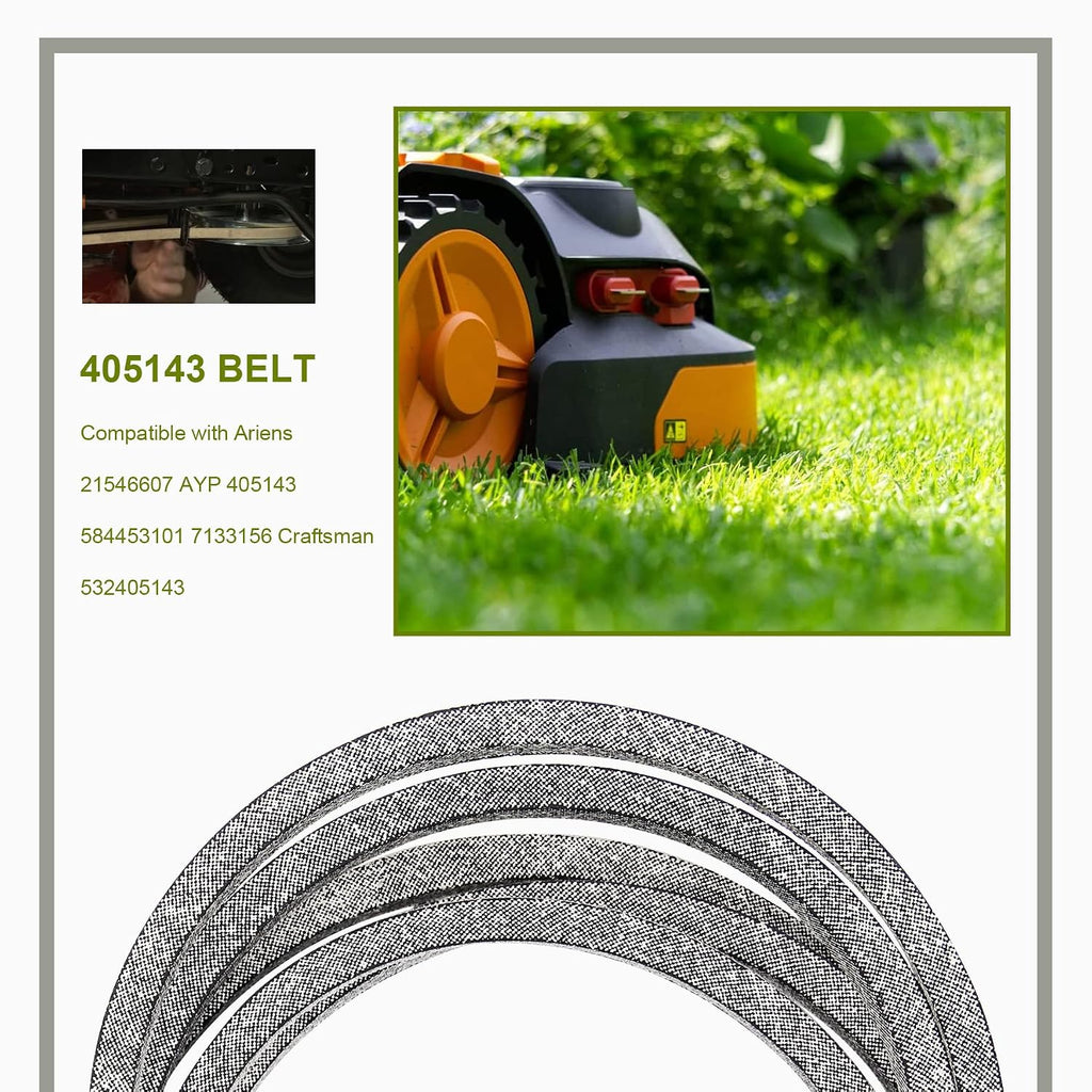 2 Pack 405143 Mower Drive Deck Belt 106" X 1/2" Replacement 46" for Ariens 21546607 AYP 405143 584453101 7133156 Craftsman 532405143 Fits Husqvarna 2246LS 2346XLS YTH20K46 YTH2146XP YTH2246