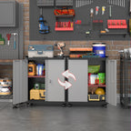 Metal Garage Storage Cabinet with Wheels, Lockable Rolling Tool Cabinet