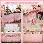 6ft Pink Tulle Table Skirt Baby Shower Tablecloth for Rectangle Tables or Round Tables Pink Ruffle Tutu Table Skirts