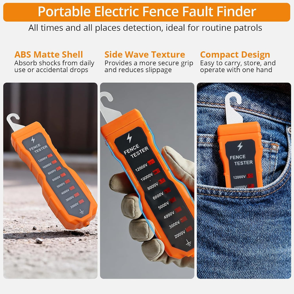 2000-12000V Electric Fence Voltage Tester with 8 Neon Lights