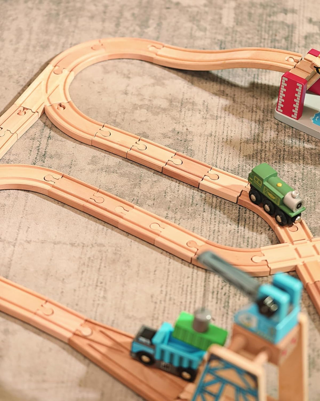 Wooden Train Track 52 PCS, Track Expansion Compatible with All Major Brands Toddler Railway Toy Train Set Boys Train