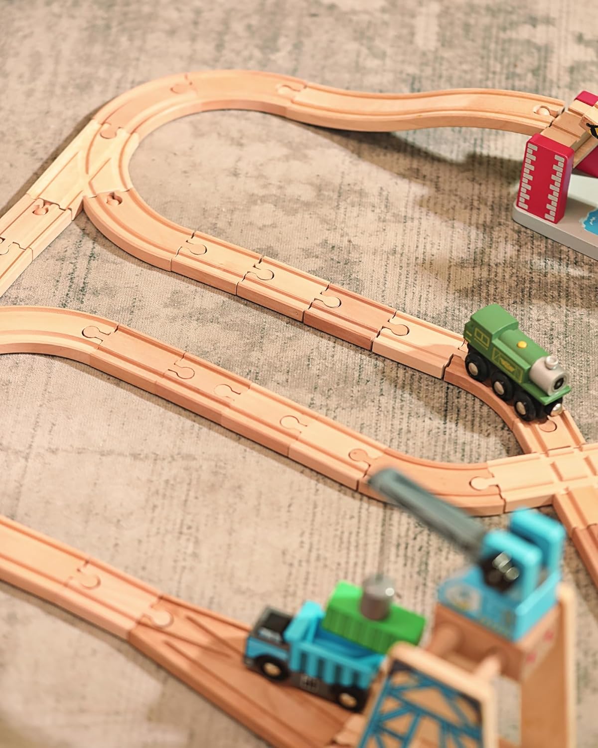 Wooden Train Track 52 PCS, Track Expansion Compatible with All Major Brands Toddler Railway Toy Train Set Boys Train
