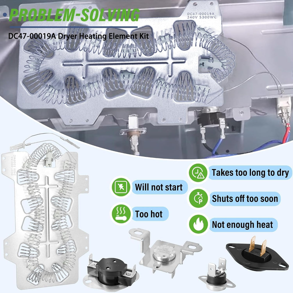 DV395ETPASU/A1 DV456EWHDWR/AA DV393ETPAWR/A1 DV395ETPAWR/A1 DVE45N5300W/A3 DV328AEW/XAA Dryer Heating Element and Thermal Fuses Fit for Sam-sung DV456ETHDSU/AA, DV395ETPARA/A1 DV456EWHDWR/AA