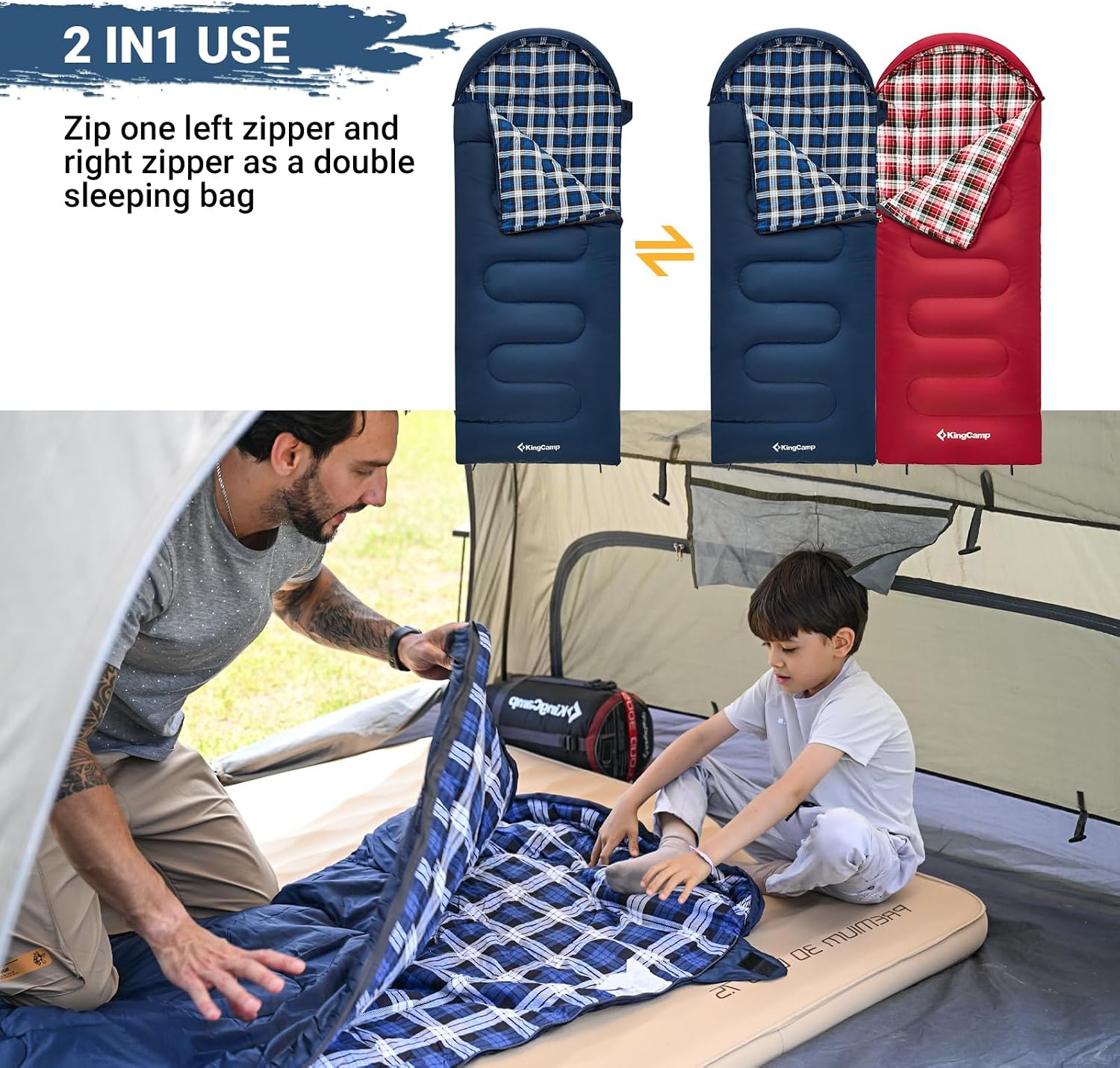 45°F Kids Sleeping Bag, 100% Flannel Sleeping Bag for Child | Lightweight Waterproof & Compact Sleeping Bags Cold
