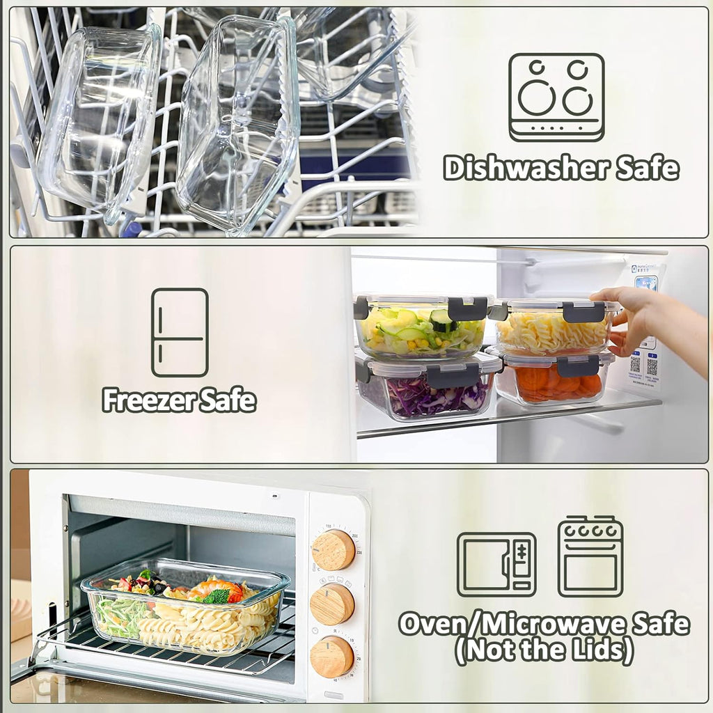 [8-Pack,30 oz] Glass Meal Prep Containers,Glass Food Storage Containers,Airtight lunch Containers with Lids