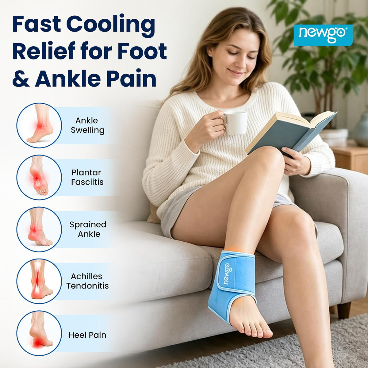 Ankle Ice Pack Wrap for Plantar Fasciitis, Swelling & Sprain Relief