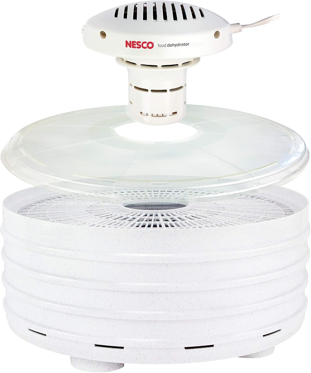 FD-37 Food Dehydrator, For Snacks, Fruit, Beef Jerky,White/Clear, 4 Trays