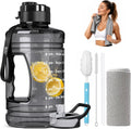 Large Water Bottle with Motivational Time Marker & Straw & Handle,2 Lids | BPA Free,Gallon Water Jug, Half Gallon