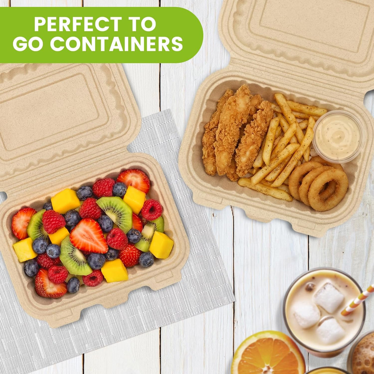 Clamshell Take Out Food Containers,50 Pack-16oz Disposable Meal Prep Containers Durable To Go Containers for Pasta