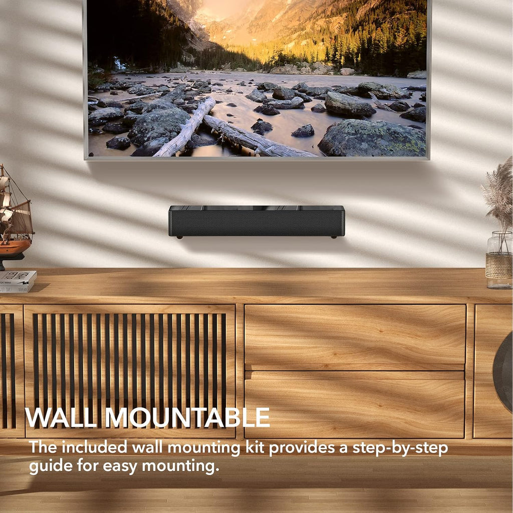 2.1 Sound Bar for TV, 16 Inch Soundbar with Built-in Subwoofer | 110W soundbar with built-in subwoofer, 4 EQ modes