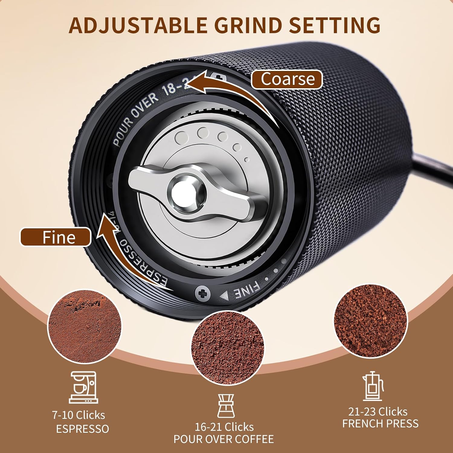 Manual Coffee Grinder, Portable Hand Coffee Mill - 25g Capacity | CNC Stainless Steel Conical Burr, Internal