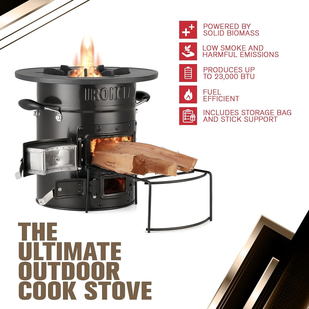 Rocket Stove – Camping Wood Stove for Emergency Preparedness, Survival, Off Grid Living Supplies – Portable Wood