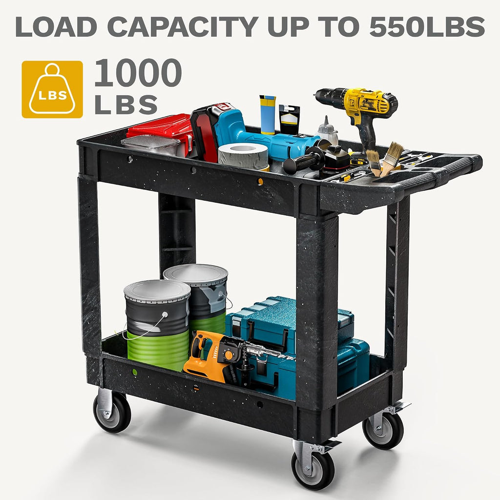 40 x 17 in Heavy Duty Rolling Utility Cart on Wheels Black
