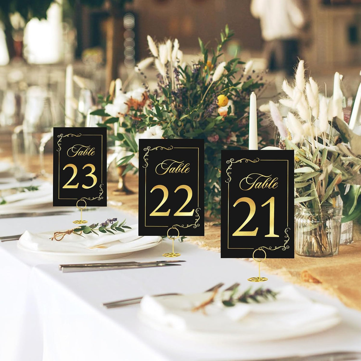 21 Sets Wedding Table Number 1-20 and Head with Holders, 4" X 6"