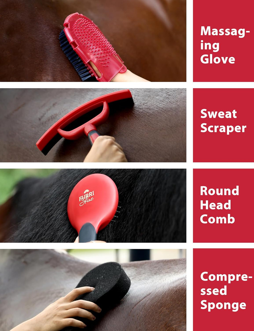 11-Piece Horse Grooming Kit with Waterproof Tote Shadowberry